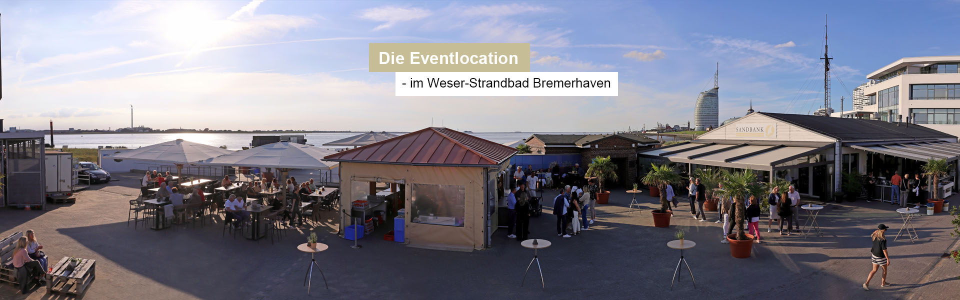 Panorama des Innenhofes des Weser-Strandbades.